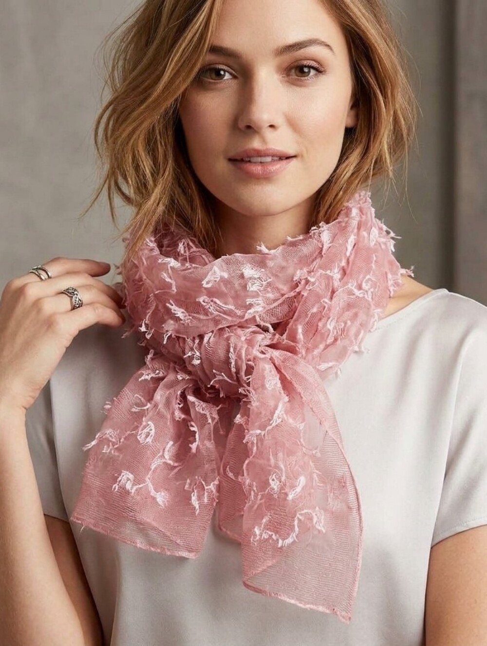 MAX ACCESSORIES Mauve/Pink Sheer Textured Scarf